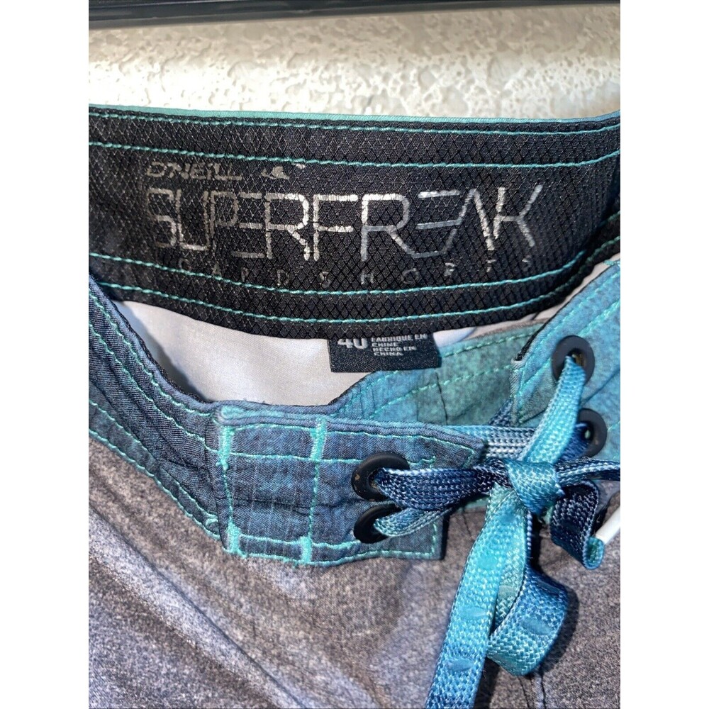 O Neill Board Swim Shorts Men 40 Super freak Surf Beach Stretch Zip Pocket Gray - Picture 10 of 10